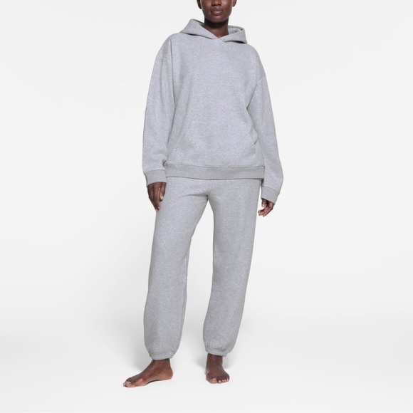 SKIMS LOUNGE FLEECE HOODIE IN LIGHT HEATHER GREY SIZE M (Dep)